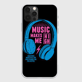 Чехол для iPhone 12 Pro Max с принтом Музыка делает меня лучше , Силикон |  | music | наушники | светящиеся | флуоресцентный | флюр | флюровый