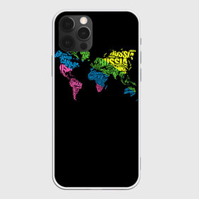 Чехол для iPhone 12 Pro Max с принтом Весь мир - Россия , Силикон |  | карта мира | светящиеся | флуоресцентный | флюр | флюровый