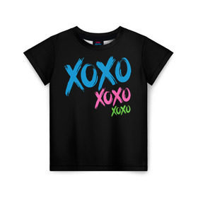 Детская футболка 3D с принтом Хо-хо-хо , 100% гипоаллергенный полиэфир | прямой крой, круглый вырез горловины, длина до линии бедер, чуть спущенное плечо, ткань немного тянется | светящиеся | флуоресцентный | флюр | флюровый