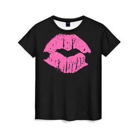 Женская футболка 3D с принтом Чмок , 100% полиэфир ( синтетическое хлопкоподобное полотно) | прямой крой, круглый вырез горловины, длина до линии бедер | губы | светящиеся | флуоресцентный | флюр | флюровый