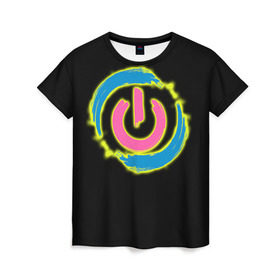 Женская футболка 3D с принтом Вкл/Выкл , 100% полиэфир ( синтетическое хлопкоподобное полотно) | прямой крой, круглый вырез горловины, длина до линии бедер | power
