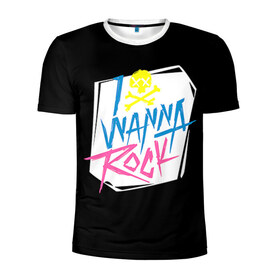 Мужская футболка 3D спортивная с принтом I Wanna Rock! , 100% полиэстер с улучшенными характеристиками | приталенный силуэт, круглая горловина, широкие плечи, сужается к линии бедра | светящиеся | флуоресцентный | флюр | флюровый