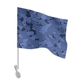 Флаг для автомобиля с принтом Камуфляж ночь! , 100% полиэстер | Размер: 30*21 см | армейский | синий | темный
