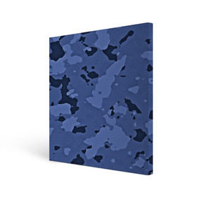 Холст квадратный с принтом Камуфляж ночь! , 100% ПВХ |  | Тематика изображения на принте: армейский | синий | темный