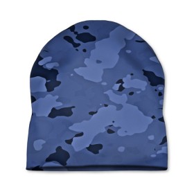 Шапка 3D с принтом Камуфляж ночь! , 100% полиэстер | универсальный размер, печать по всей поверхности изделия | армейский | синий | темный