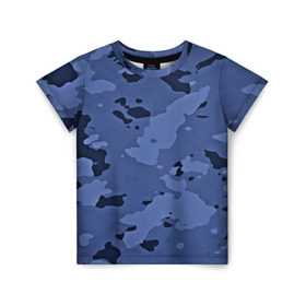 Детская футболка 3D с принтом Камуфляж ночь! , 100% гипоаллергенный полиэфир | прямой крой, круглый вырез горловины, длина до линии бедер, чуть спущенное плечо, ткань немного тянется | армейский | синий | темный