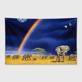 Флаг-баннер с принтом Мир , 100% полиэстер | размер 67 х 109 см, плотность ткани — 95 г/м2; по краям флага есть четыре люверса для крепления | elephant | hipster | индия | йога | слон | хипстер