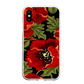 Чехол для iPhone XS Max матовый с принтом Цветение мака , Силикон | Область печати: задняя сторона чехла, без боковых панелей | flower | красные | полевой цветок | природа | розы | текстуры | цветочки | цветы