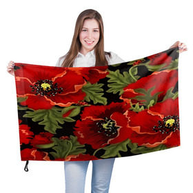 Флаг 3D с принтом Цветение мака , 100% полиэстер | плотность ткани — 95 г/м2, размер — 67 х 109 см. Принт наносится с одной стороны | Тематика изображения на принте: flower | красные | полевой цветок | природа | розы | текстуры | цветочки | цветы