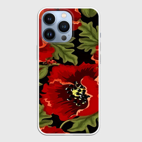 Чехол для iPhone 13 Pro с принтом Цветение мака ,  |  | Тематика изображения на принте: flower | красные | полевой цветок | природа | розы | текстуры | цветочки | цветы