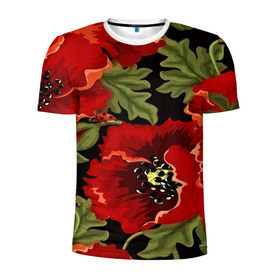 Мужская футболка 3D спортивная с принтом Цветение мака , 100% полиэстер с улучшенными характеристиками | приталенный силуэт, круглая горловина, широкие плечи, сужается к линии бедра | Тематика изображения на принте: flower | красные | полевой цветок | природа | розы | текстуры | цветочки | цветы