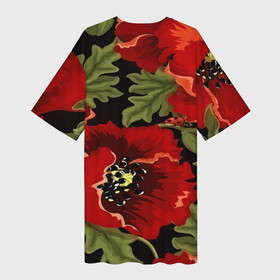 Платье-футболка 3D с принтом Цветение мака ,  |  | Тематика изображения на принте: flower | красные | полевой цветок | природа | розы | текстуры | цветочки | цветы