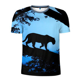 Мужская футболка 3D спортивная с принтом Чёрная пантера , 100% полиэстер с улучшенными характеристиками | приталенный силуэт, круглая горловина, широкие плечи, сужается к линии бедра | африка | вечер | дерево | дикая кошка | закат | леопард | сафари | ягуар