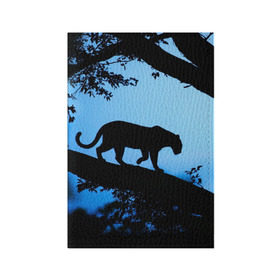 Обложка для паспорта матовая кожа с принтом Чёрная пантера , натуральная матовая кожа | размер 19,3 х 13,7 см; прозрачные пластиковые крепления | африка | вечер | дерево | дикая кошка | закат | леопард | сафари | ягуар