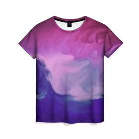 Женская футболка 3D с принтом WaterColor violet , 100% полиэфир ( синтетическое хлопкоподобное полотно) | прямой крой, круглый вырез горловины, длина до линии бедер | 