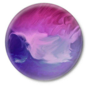 Значок с принтом WaterColor violet ,  металл | круглая форма, металлическая застежка в виде булавки | Тематика изображения на принте: 