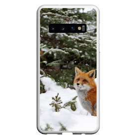 Чехол для Samsung Galaxy S10 с принтом Лиса в зимнем лесу , Силикон | Область печати: задняя сторона чехла, без боковых панелей | Тематика изображения на принте: fox | животное | зверь | красивая | лес | лис | лиса | лисенок | лисица | лисичка | мех | патрикеевна | песец | плутовка | прикольная | природа | рыжая | рыжий цвет | сказка | хвост | хитрая | хищник