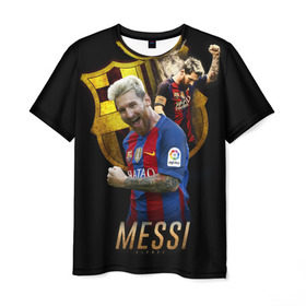 Мужская футболка 3D с принтом Messi , 100% полиэфир | прямой крой, круглый вырез горловины, длина до линии бедер | Тематика изображения на принте: barcelona | lionel  messi | messi | барса | барселона | лионель месси | футбол | футбольный  клуб барселона