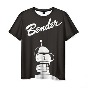 Мужская футболка 3D с принтом Бендер , 100% полиэфир | прямой крой, круглый вырез горловины, длина до линии бедер | bender | futurama | бендер | футурама