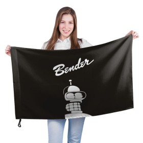 Флаг 3D с принтом Бендер , 100% полиэстер | плотность ткани — 95 г/м2, размер — 67 х 109 см. Принт наносится с одной стороны | bender | futurama | бендер | футурама