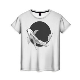 Женская футболка 3D с принтом Рыба Круг , 100% полиэфир ( синтетическое хлопкоподобное полотно) | прямой крой, круглый вырез горловины, длина до линии бедер | 
