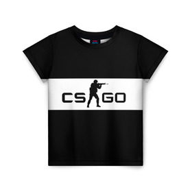 Детская футболка 3D с принтом CS GO черно-белый , 100% гипоаллергенный полиэфир | прямой крой, круглый вырез горловины, длина до линии бедер, чуть спущенное плечо, ткань немного тянется | cs go | контер страйк | контра