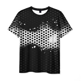Мужская футболка 3D с принтом Серая сетка , 100% полиэфир | прямой крой, круглый вырез горловины, длина до линии бедер | 