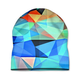 Шапка 3D с принтом crystal abstraction , 100% полиэстер | универсальный размер, печать по всей поверхности изделия | abstraction | абстракция | геометрия | грани | линии | полигоны | постель | розовый | сочетания | текстура | треугольники