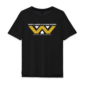 Мужская футболка хлопок Oversize с принтом Weyland-Yutani , 100% хлопок | свободный крой, круглый ворот, “спинка” длиннее передней части | Тематика изображения на принте: чужой завет