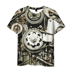 Мужская футболка 3D с принтом Двигатель , 100% полиэфир | прямой крой, круглый вырез горловины, длина до линии бедер | двигатель | механизм | мотор