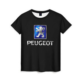 Женская футболка 3D с принтом Peugeot , 100% полиэфир ( синтетическое хлопкоподобное полотно) | прямой крой, круглый вырез горловины, длина до линии бедер | brand | car | france | logo | peugeot | автомобиль | логотип | марка | франция