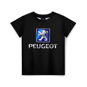 Детская футболка 3D с принтом Peugeot , 100% гипоаллергенный полиэфир | прямой крой, круглый вырез горловины, длина до линии бедер, чуть спущенное плечо, ткань немного тянется | Тематика изображения на принте: brand | car | france | logo | peugeot | автомобиль | логотип | марка | франция
