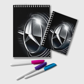 Блокнот с принтом Mercedes-Benz , 100% бумага | 48 листов, плотность листов — 60 г/м2, плотность картонной обложки — 250 г/м2. Листы скреплены удобной пружинной спиралью. Цвет линий — светло-серый
 | Тематика изображения на принте: car | germany | logo | make | mercedes benz | автомобиль | германия | логотип | марка | мерседес бенц