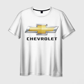 Мужская футболка 3D с принтом Chevrolet , 100% полиэфир | прямой крой, круглый вырез горловины, длина до линии бедер | brand | car | chevrolet | logo | usa | автомобиль | логотип | марка | сша | шевроле