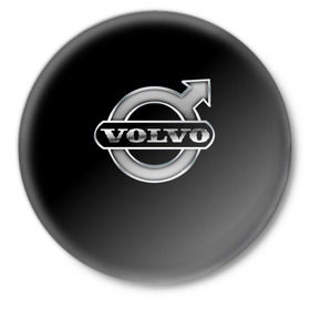 Значок с принтом Volvo ,  металл | круглая форма, металлическая застежка в виде булавки | Тематика изображения на принте: brand | car | logo | sweden | volvo | автомобиль | вольво | логотип | марка | швеция