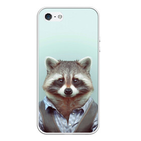 Чехол для iPhone 5/5S матовый с принтом Хипстер Енот , Силикон | Область печати: задняя сторона чехла, без боковых панелей | raccoon | енот