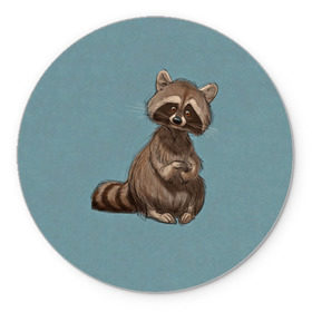 Коврик круглый с принтом Raccoon , резина и полиэстер | круглая форма, изображение наносится на всю лицевую часть | raccoon | енот