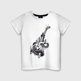 Детская футболка хлопок с принтом Гитара , 100% хлопок | круглый вырез горловины, полуприлегающий силуэт, длина до линии бедер | Тематика изображения на принте: гитара | металл | музыка | осьминог | рок