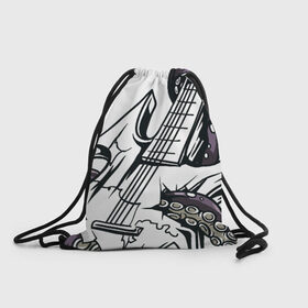 Рюкзак-мешок 3D с принтом Гитара , 100% полиэстер | плотность ткани — 200 г/м2, размер — 35 х 45 см; лямки — толстые шнурки, застежка на шнуровке, без карманов и подкладки | гитара | металл | музыка | осьминог | рок