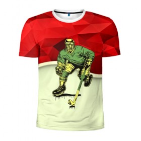 Мужская футболка 3D спортивная с принтом Хоккеист , 100% полиэстер с улучшенными характеристиками | приталенный силуэт, круглая горловина, широкие плечи, сужается к линии бедра | 3d | абстракция | спорт