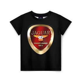 Детская футболка 3D с принтом Jaguar , 100% гипоаллергенный полиэфир | прямой крой, круглый вырез горловины, длина до линии бедер, чуть спущенное плечо, ткань немного тянется | brand | car | jaguar | logo | автомобиль | британия | логотип | марка
