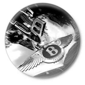 Значок с принтом Bentley ,  металл | круглая форма, металлическая застежка в виде булавки | Тематика изображения на принте: bentley | brand | britain | car | elite | expensive | limited | logo | mtorz | автомобиль | британия | бэнтли | дорогой | лимитед | логотип | марка | мторз | элитный