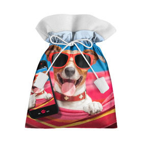 Подарочный 3D мешок с принтом Джек рассел - в гамаке , 100% полиэстер | Размер: 29*39 см | волкодав | дворняжка | джек | джек рассел | домашние животные | любимец | мопс | овчарка | пес | песик | питомец | рассел | сенбернар | собака | собачка