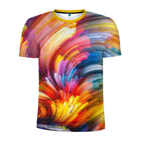 Мужская футболка 3D спортивная с принтом Яркие краски , 100% полиэстер с улучшенными характеристиками | приталенный силуэт, круглая горловина, широкие плечи, сужается к линии бедра | 2017 | классно | красиво | мазки | радуга | фестиваль красок | холи | яркие краски