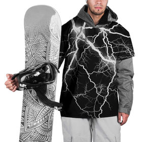 Накидка на куртку 3D с принтом Энергия , 100% полиэстер |  | Тематика изображения на принте: молния | черно белый | черный