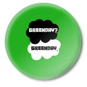 Значок с принтом Green day ,  металл | круглая форма, металлическая застежка в виде булавки | green day | грин дей | зеленый день