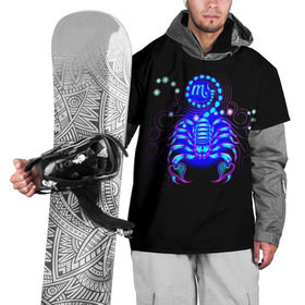 Накидка на куртку 3D с принтом Скорпион , 100% полиэстер |  | scorpius | арт | астрономия | другие | звезды | знак зодиака | космос | неоновые | прикольные | скорпион | яркие