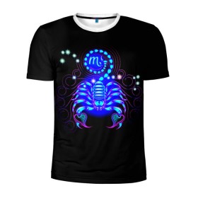Мужская футболка 3D спортивная с принтом Скорпион , 100% полиэстер с улучшенными характеристиками | приталенный силуэт, круглая горловина, широкие плечи, сужается к линии бедра | scorpius | арт | астрономия | другие | звезды | знак зодиака | космос | неоновые | прикольные | скорпион | яркие