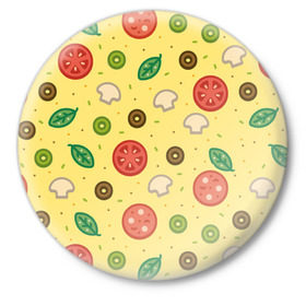 Значок с принтом Pizza ,  металл | круглая форма, металлическая застежка в виде булавки | hipster | pizza | swag | еда | пицца | свэг | хипстер