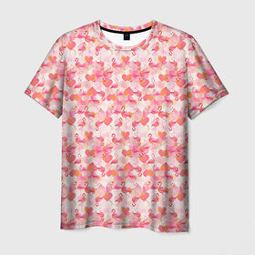 Мужская футболка 3D с принтом Розовый фламинго , 100% полиэфир | прямой крой, круглый вырез горловины, длина до линии бедер | камуфляж | паттерн | птицы | розовый